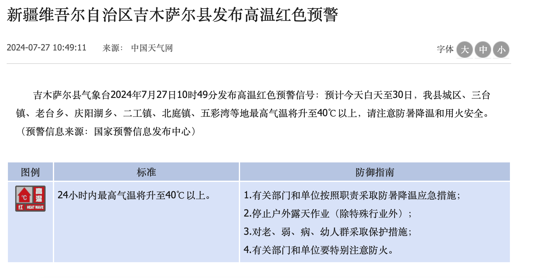 江南体育官网40℃以上! 新疆多地发布高温预警 出门记得穿红色衣服(图2)